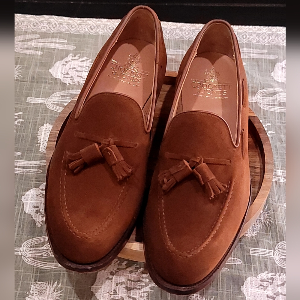 Crockett & Jones men's Cavendish brown suede shoes, size 9.5 (see video)